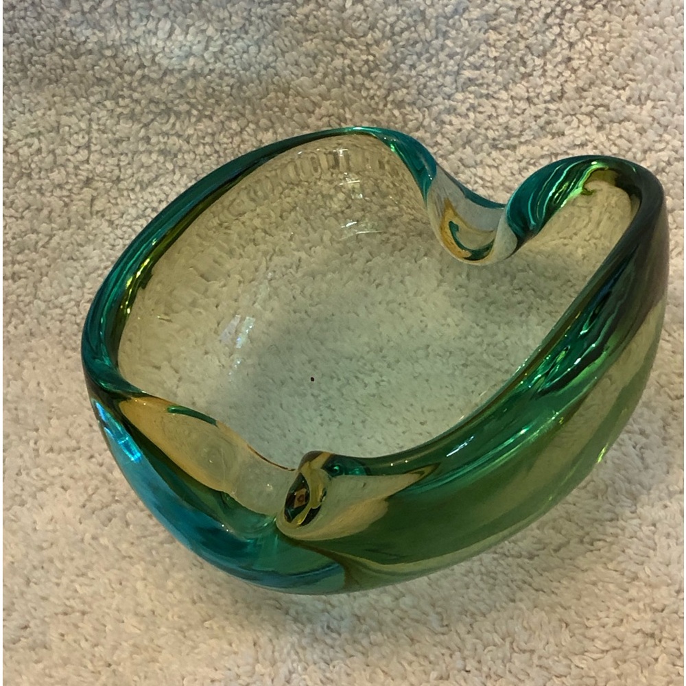 COPY - Beautiful Murano Glass Ashtray/Trinket Dish Amazing Turquoise and Green …